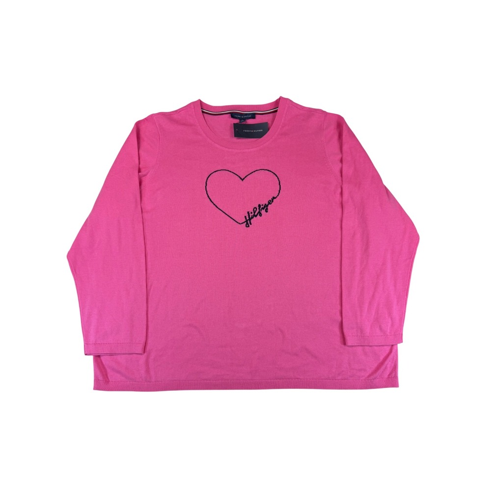 NWT Tommy Hilfiger Pink Heart Logo Sweater Siesta Key Women 3X Preppy Plus Size